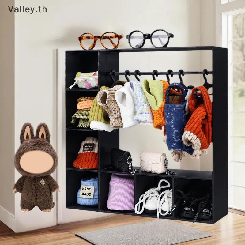 [Valley] ความจุขนาดใหญ่ตุ๊กตาเสื้อผ้าตู้เสื้อผ้าแบบพกพา 10 ไม้แขวนเสื้อเก็บเสื้อผ้าสําหรับตัวเลขทนทา