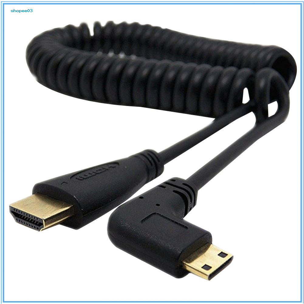 [Ky] Mini HDMI เข้ากันได้กับ HDMI ชาย 90 องศามุมขวาอะแดปเตอร์สายสปริงสําหรับ SLR PC