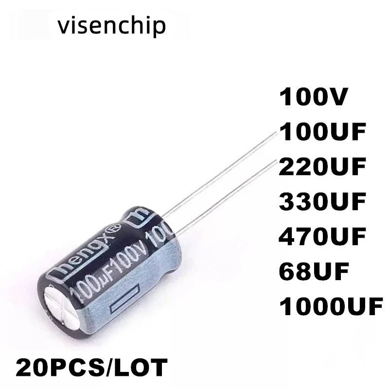 20PCS ตัวเก็บประจุอลูมิเนียมอิเล็กโทรลีติค 100V 100UF 220UF 330UF 470UF 1000UF 68UF