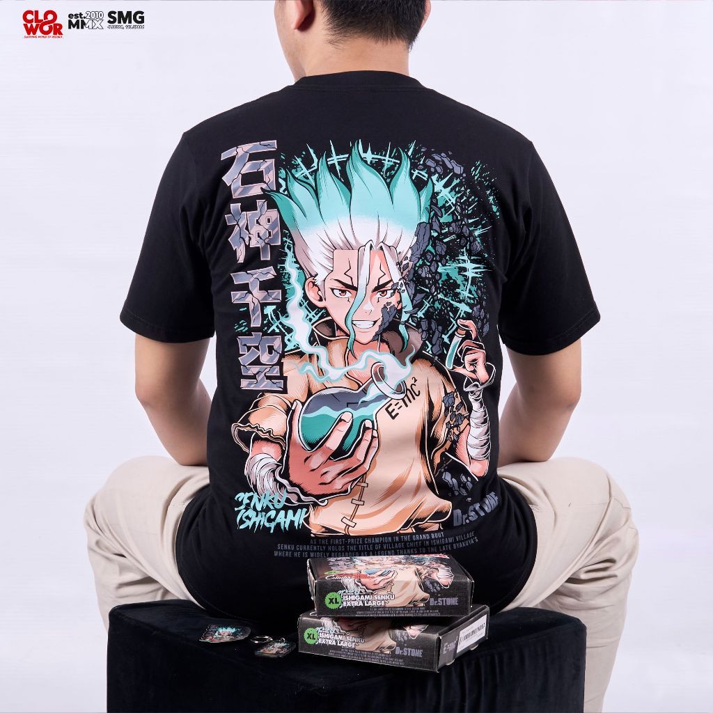 CLOWOR Ishigami Senku Dr Stone Doctor Stone Anime เสื้อยืด 24s 185GSM เสื้อยืดผู้ชาย