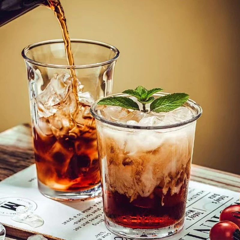 แก้วใส แก้วคาเฟ่ 350 มล แก้วกาแฟ รุ่นหนา ปากพับ สไตล์มินิมอล วินเทจ ENF3