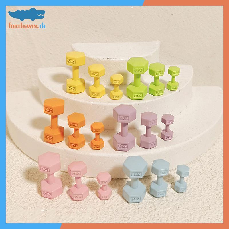 Forthewin 1/12 Dollhouse Miniature Barbell Dumbbells ฟิตเนสยิม Mini Dumbbells ของเล่น th
