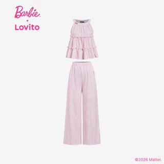 Barbie™ X Lovito แคชชวล เสื้อลําลองหรือกางเกงลําลองลายกระเป๋าสําหรับฤดูใบไม้ผลิ/ฤดูร้อน เสื้อหรือกางเกงผู้หญิง เกาหลี อินเทรนด์ PSBL2PAD031