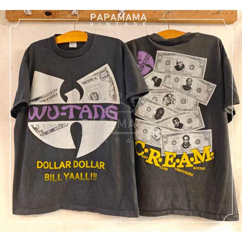 WU-TANG DOLLAR DOLLAR BILL YAALL! Bio Washed เสื้อวินเทจ เสื้อทัวร์ HIPHOP papamama vintage shirt