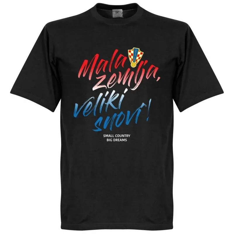 เสื้อยืดแฟชั่นสตรีทแวร์ผ้าฝ้ายวินเทจโครเอเชีย Mala Zemlja Veliki Snovi แขนสั้นสำหรับฤดูร้อน ผู้ชายแล