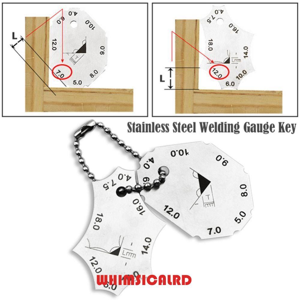 WHIMSIMSICALRD Weld Gauge, Tee Joint Fillet Weld Weld Gauge, Two-piece คอความลึกสแตนเลสความยาวขาเครื