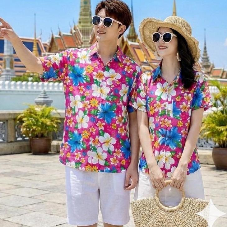 เสื้อเชิ้ตลายดอกคอตตอนแท้ 100% สีไม่ตก ไม่หด มีไซส์ใหญ่ ใส่สบาย