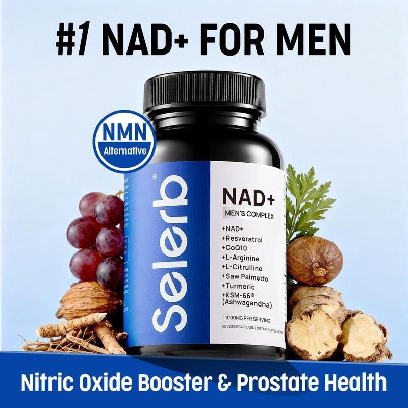 Selerb NAD+ for Men – พ.ร.คอเต่า combed Liposomal-NAD+,CoQ10, L-ป, L-Arginine, & Ashwagandha – Energ