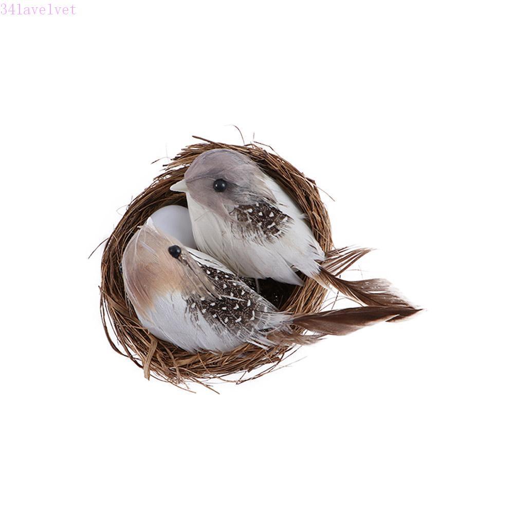 LAVELVET Birds Egg 1/2Set ขนนกรถสนามหญ้าสวนรังนกขนาดเล็ก