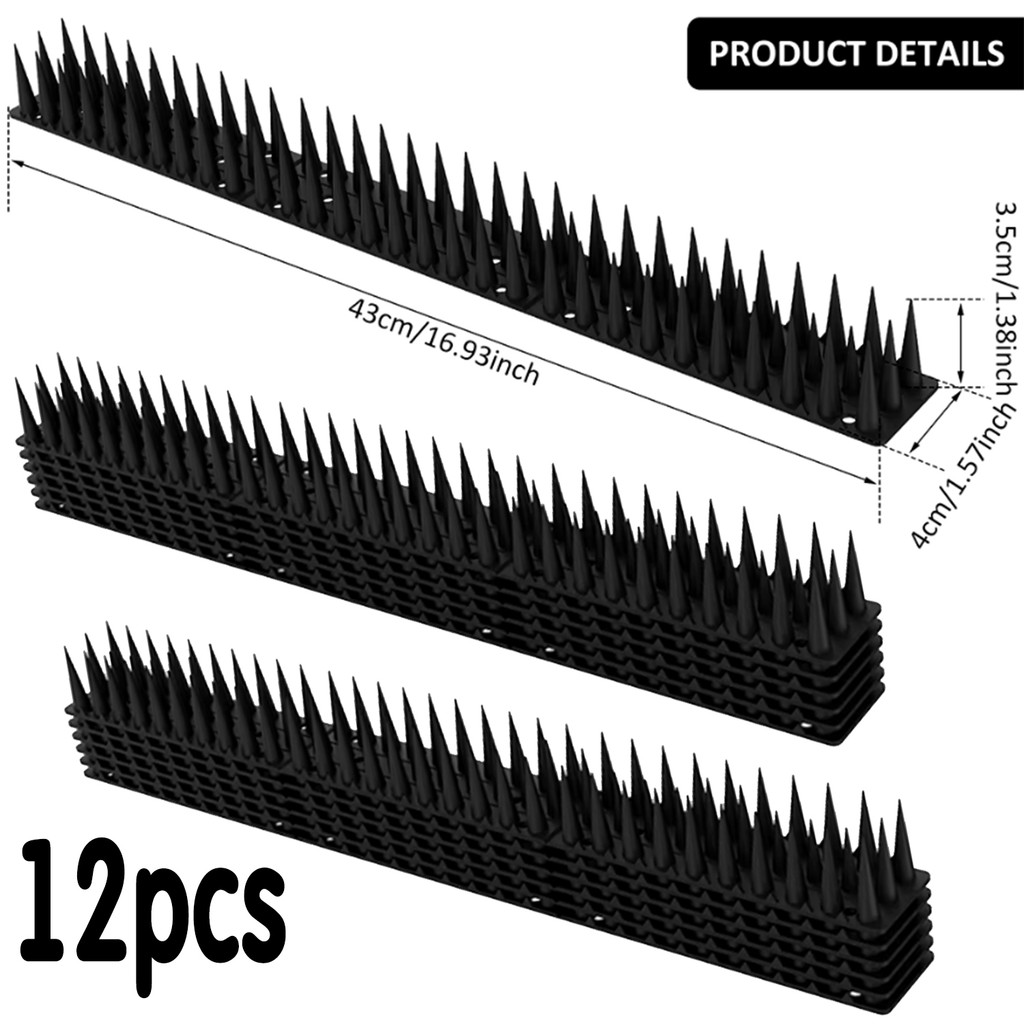 12 ชิ้น หนามกันนกพลาสติก ทนทานและปลอดภัย หนามกันนกเกาะ Bird Spikes พลาสติกแข็งแรง