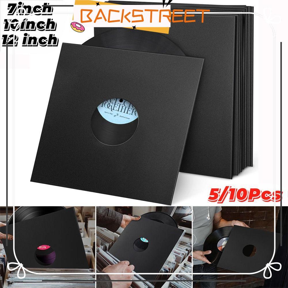 BACKSTAGE Vinyl Record LP Jackets, Kraft Paper 7/10/12 Inch Cardboard Vinyl Record Covers, Black Rec