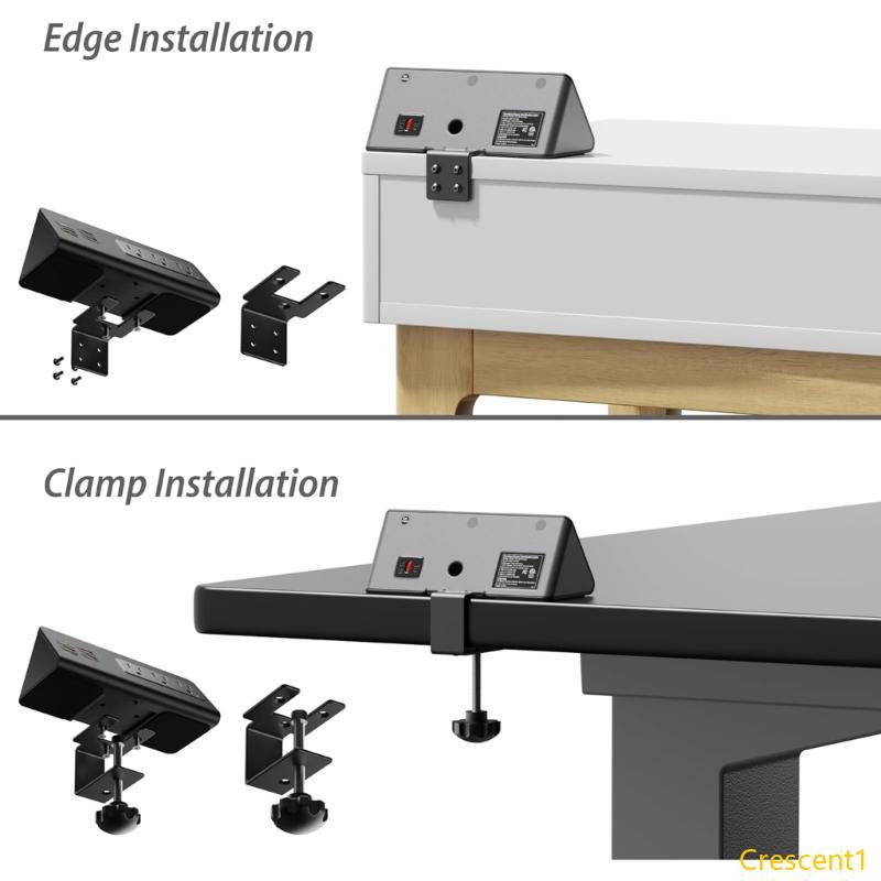 Crescent1 Nightstands Edges Mount Power Strips พอร์ต USB C Desk Clamp Surges Protectors Outlets