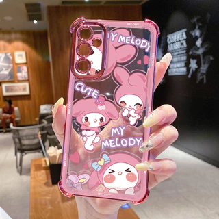 SAMSUNG เข้ากันได้กับSamsung Galaxy A17 A07 A15 A05 A35 A55 A14 A34 A56 A36 A06 A16 น่ารักMelody Kuromi ClearชุบกรณีAnti Drop Cover FD