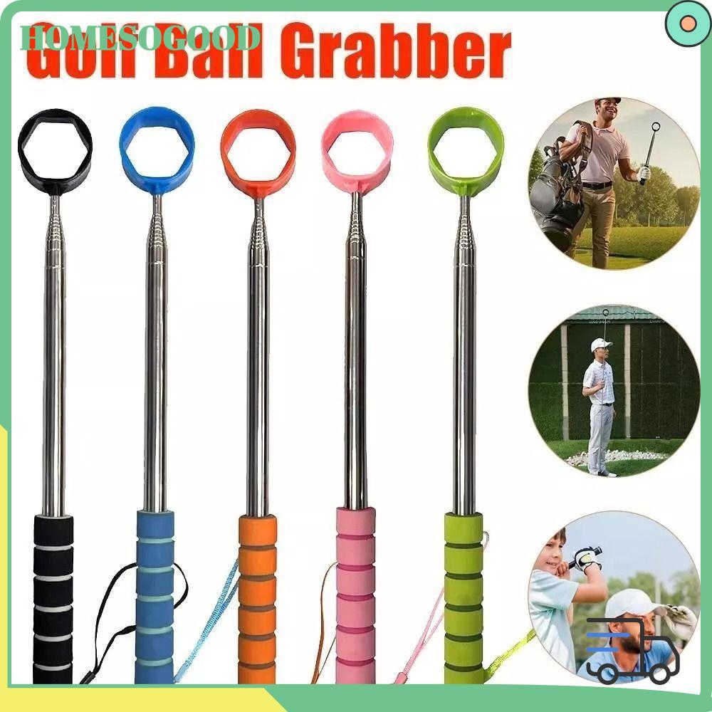 HOMESOGOOD Telescopic Golf Ball Picker สแตนเลส ยืดหยุ่น เครื่องมือสำหรับคนเล่นกอล์ฟ