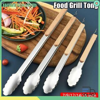 HOMESOGOOD 1 ชิ้น Grill Tong, อุปกรณ์ครัวด้ามไม้แหนบอาหาร, ส…