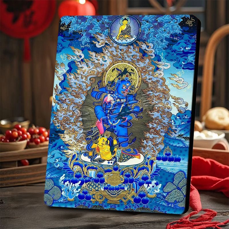 New Product#Special Black Wealth God Thangka Ornament, Tibetan Tantric Yellow Wealth God Bodhisattva