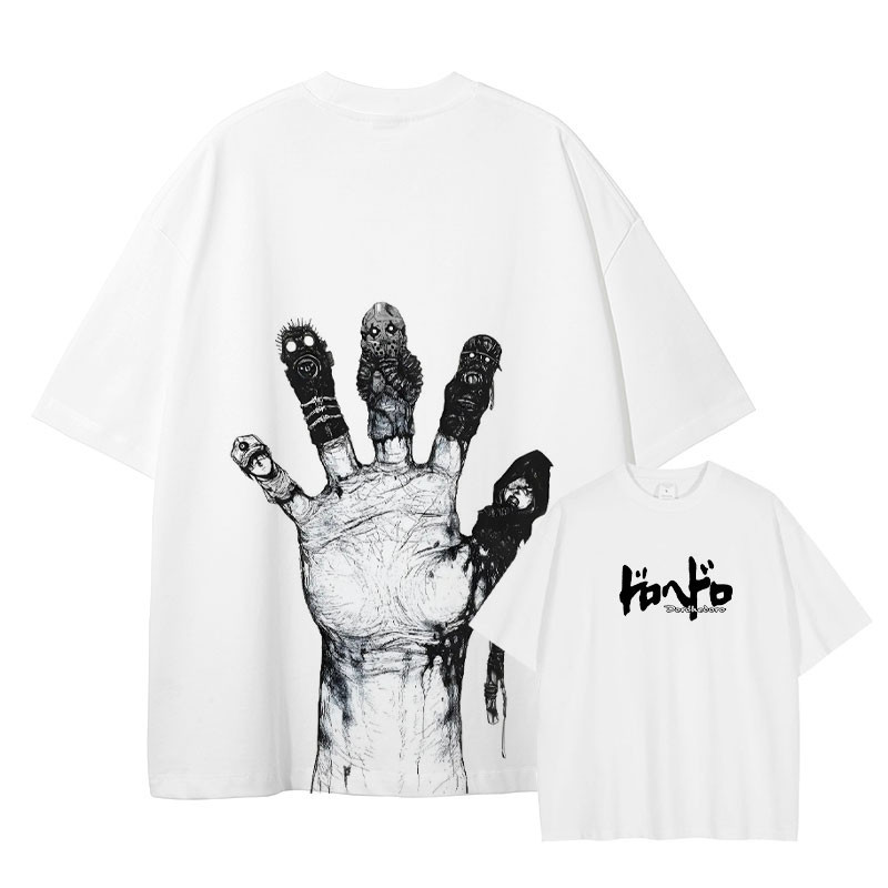 เสื้อยืดอนิเมะ Dorohedoro มังงะ Caiman ขนาดใหญ่ สไตล์สตรีทแวร์วินเทจ สำหรับผู้ชาย จากผ้าฝ้ายคุณภาพดี