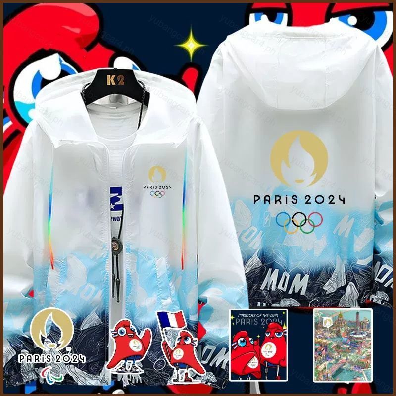 YB3 Paris 2024 Olympic Games XXXIII Olympiad hooded sun protection coat UPF 50 เสื้อแจ็คเก็ตผ้าสัญลั
