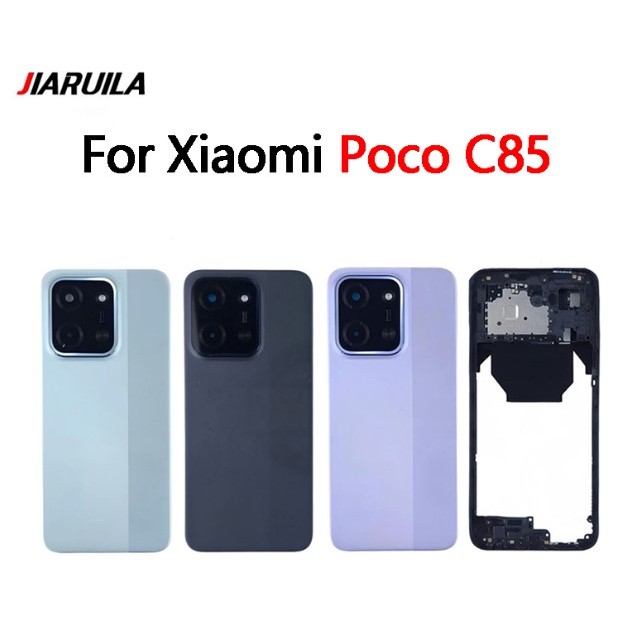 กรอบกลางสําหรับ Xiaomi Poco C85 ฝาหลังแบตเตอรี่ประตูพร้อมเปลี่ยนเลนส์