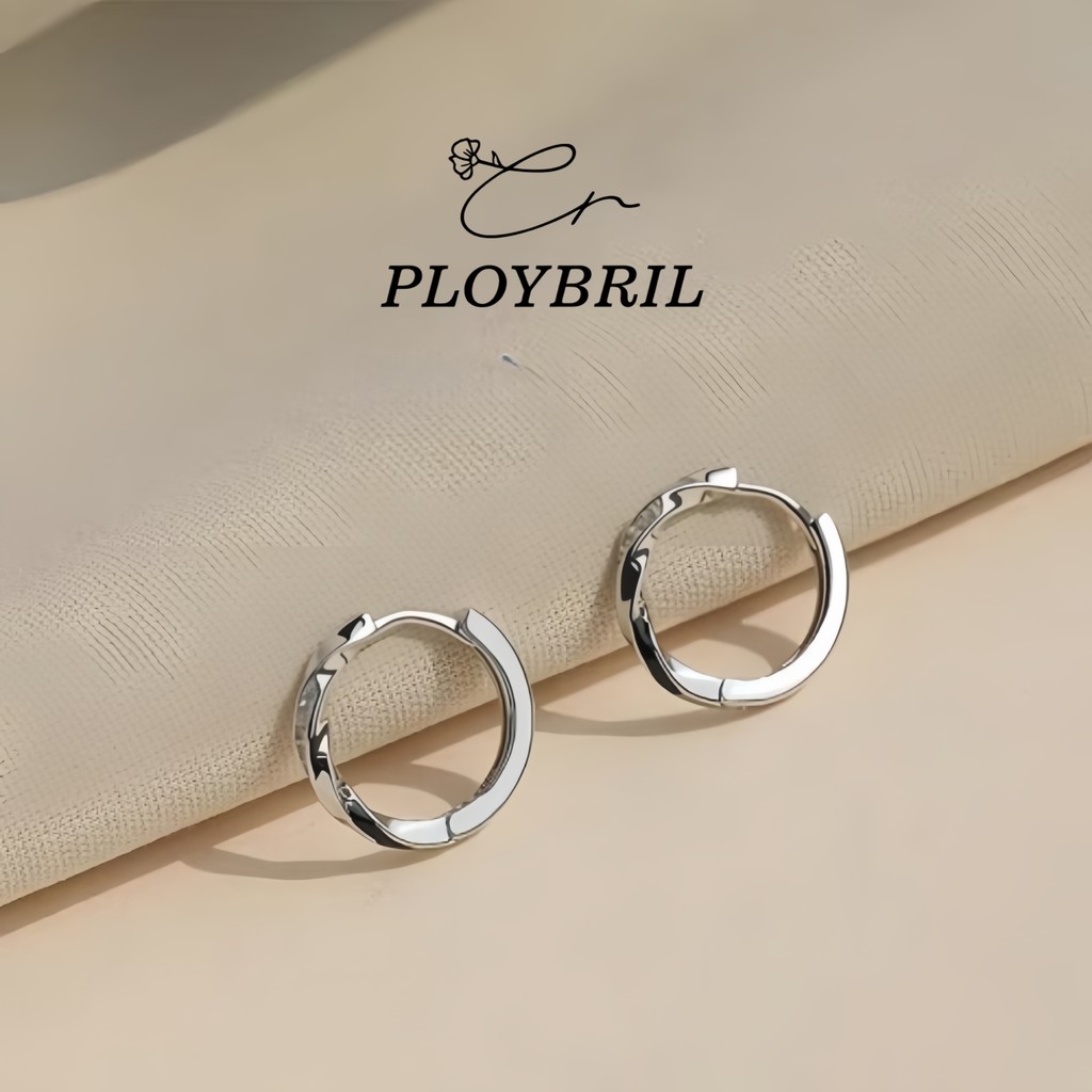 PLOYBRIL [ราคาต่อคู่]ต่างหูเงินZirconTpiral ต่างหูเงินแท้925 ตุ้มหูเพชร Moissanite  ตุ้มหูเงินแท้   E056