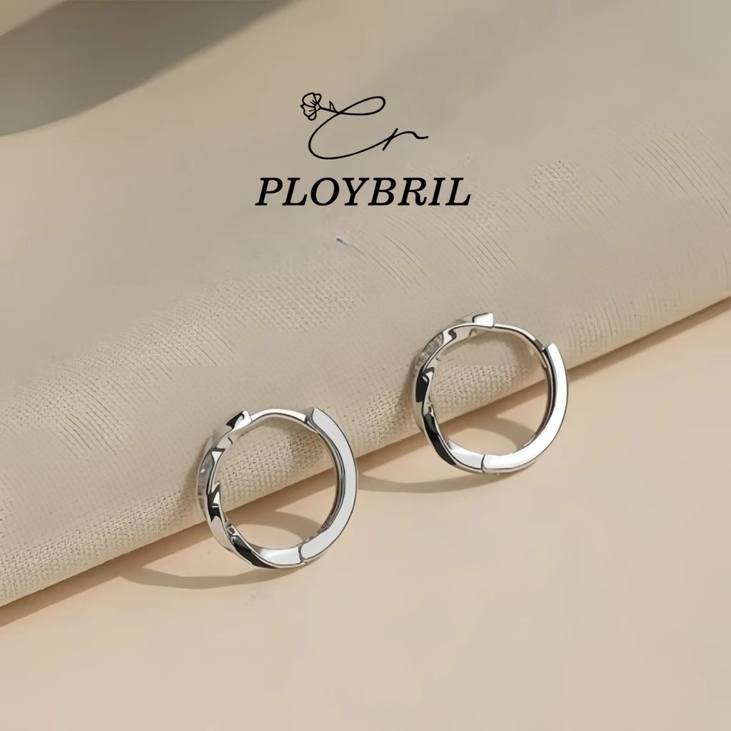 PLOYBRIL [ราคาต่อคู่]ต่างหูเงินZirconTpiral ต่างหูเงินแท้925 ตุ้มหูเพชร Moissanite ตุ้มหูเงินแท้ E056