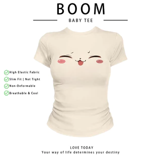 COD（จัดส่งภายใน 24 ชั่วโมง）เสื้อสาวอวบ เสื้อครอปท็อป แขนสั้น babytee สไตล์เกาหลี y2k T-shirt | ลายการ์ตูน