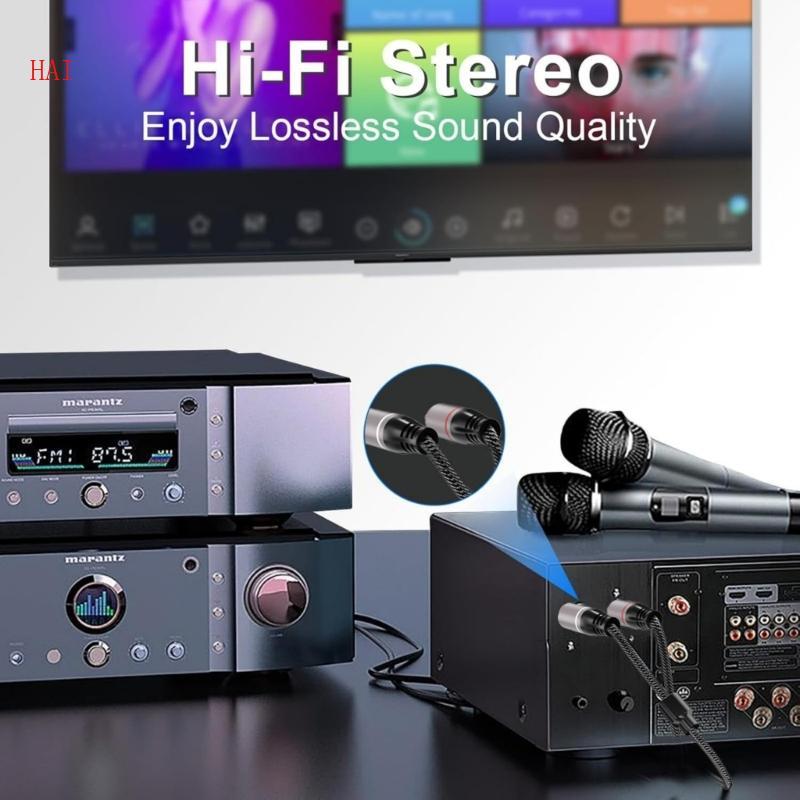 HAI Universal 3 5 มม.ถึง 2RCA Adapter Cable เหมาะสําหรับ TV Soundbar และ PC