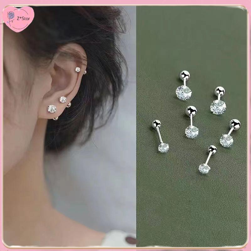 Z*Star 1 คู่Zirconต่างหูสําหรับผู้หญิงหูกระดูกเล็บกระดูกอ่อนต่างหูเกลียวสตั๊ดต่างหูเครื่องประดับร่าง