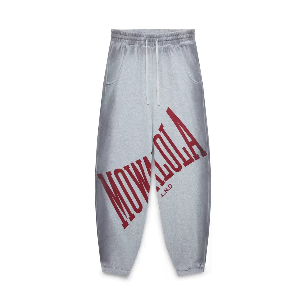 O2CE Mowalola Spray-painted distressed letter print Baggy Loose-fitting wide-leg gray sports sweatpa