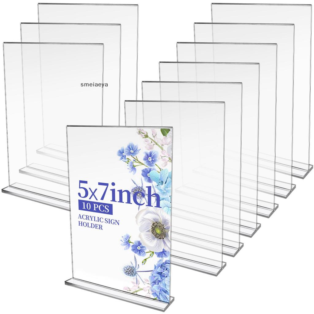 [SME] GANGBARU 10 Pa 5 X 7 นิ้วผู้ถือป้ายอะคริลิคใสสองด้านแนวตั้งขาตั้งจอแสดงผล T รูปร่าง Flyer เมนู