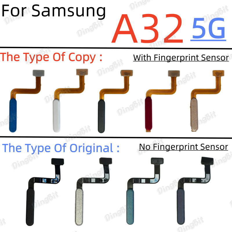 ลายนิ้วมือ Flex สําหรับ Samsung A32 5G บนปุ่มไม่มี/พร้อม Touch ID Finger พิมพ์ปุ่มริบบิ้น Flex Cable Replacement