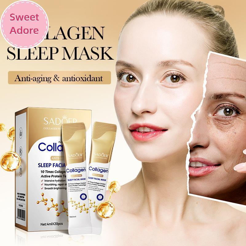 SWT SADOER 20pcs 4ml คอลลาเจน Sleeping Facial Masks Face Skincare Moisturizing Brightening Firming H