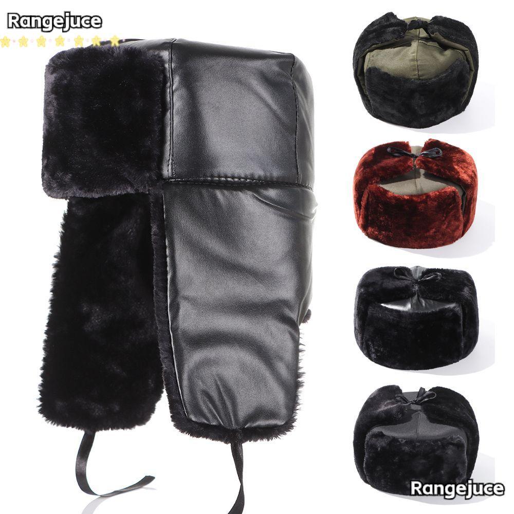 RANGEJUCE Trapper Bomber Hats Earflap Men Bonnet Fur Ski Hat