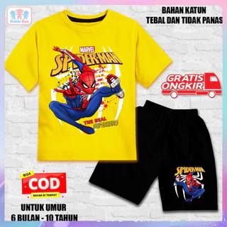 ชุดเสื้อยืดและกางเกงขาสั้นสไปเดอร์แมนสำหรับเด็ก! "สินค้าใหม่" "ดีไซน์สไปเดอร์แมนเท่ ๆ" น่าดูและกำลังฮิต ผ้าฝ้ายเนื้อนุ่
