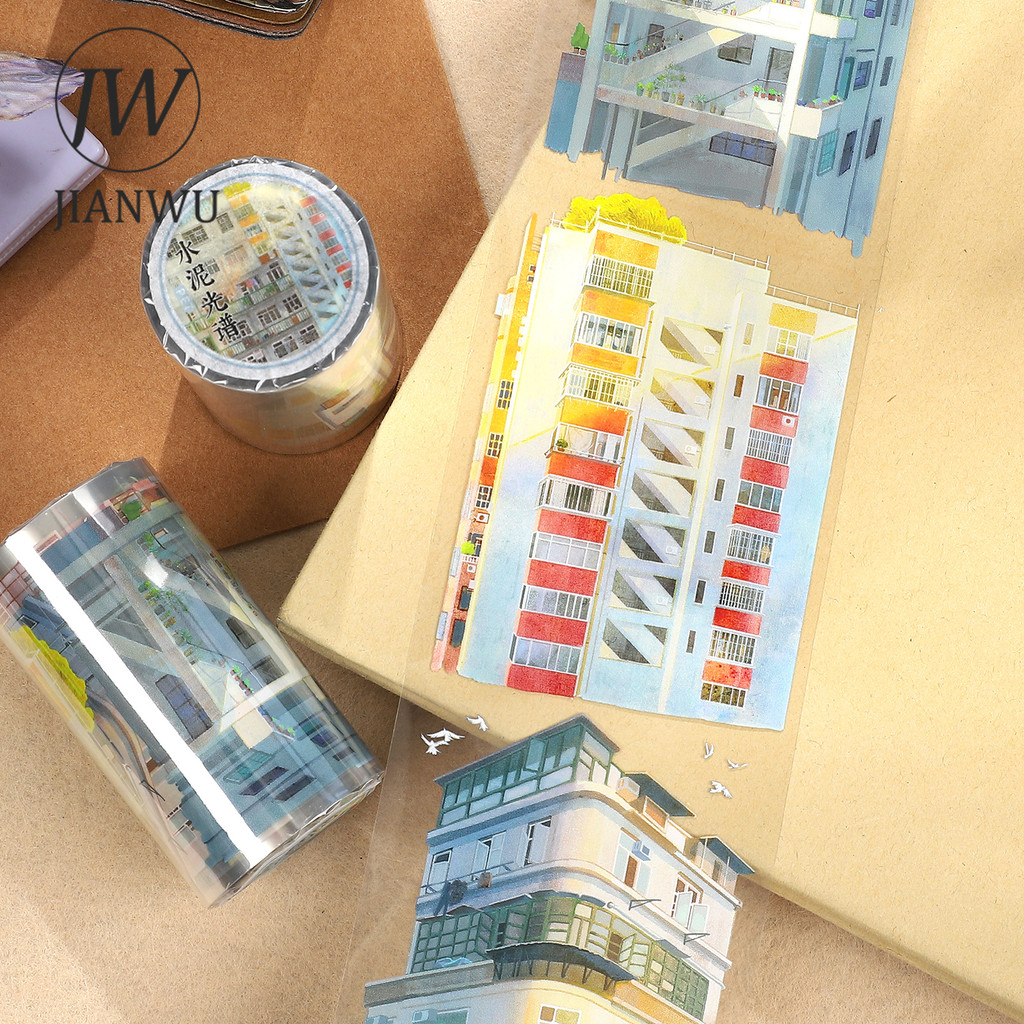 JIANWU 70 มม.* 5.2 ม.VINTAGE City High-rise Building ภูมิทัศน์วัสดุ Collage Scrapbooking PET เทป Creative Journal เครื่องเขียน ราคา ถูกที่สุด ดีลบีเคเค แกลเลอรีภาพที่ 2