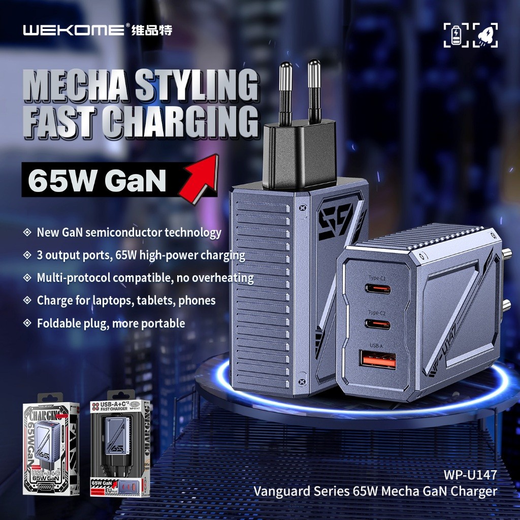 { FastGadget Store } VANGUARD ADAPTER GAN 65 WATT OME WPU147 / 65W CHARGER HEAD FAST CHARGING 1 USB 