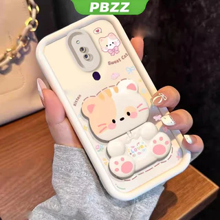 PBZZ FOR เคส เคสสําหรับ OPPO F11 Pro OPPO F11 เคสโทรศัพท์ Softcase ซิลิโคนกันกระแทกการออกแบบใหม่ความงามการ์ตูนแมวพร้อมที่วางสําหรับกระจก JTMMZJ01