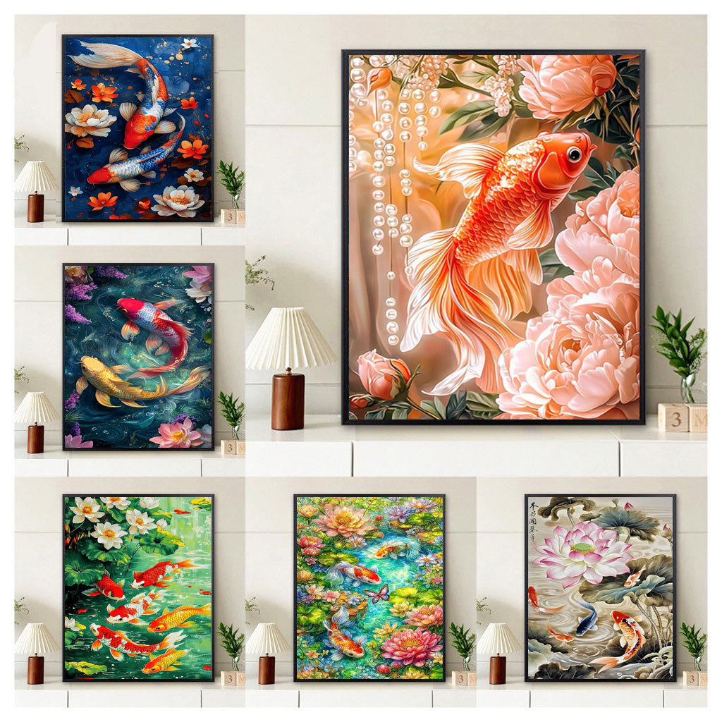 DIY ด้ายฝ้าย 11CT พิมพ์ Precision CROSS Stitch ปลาทองทิวทัศน์ห้องนอนชุดปักครอสติสเย็บปักถักร้อย