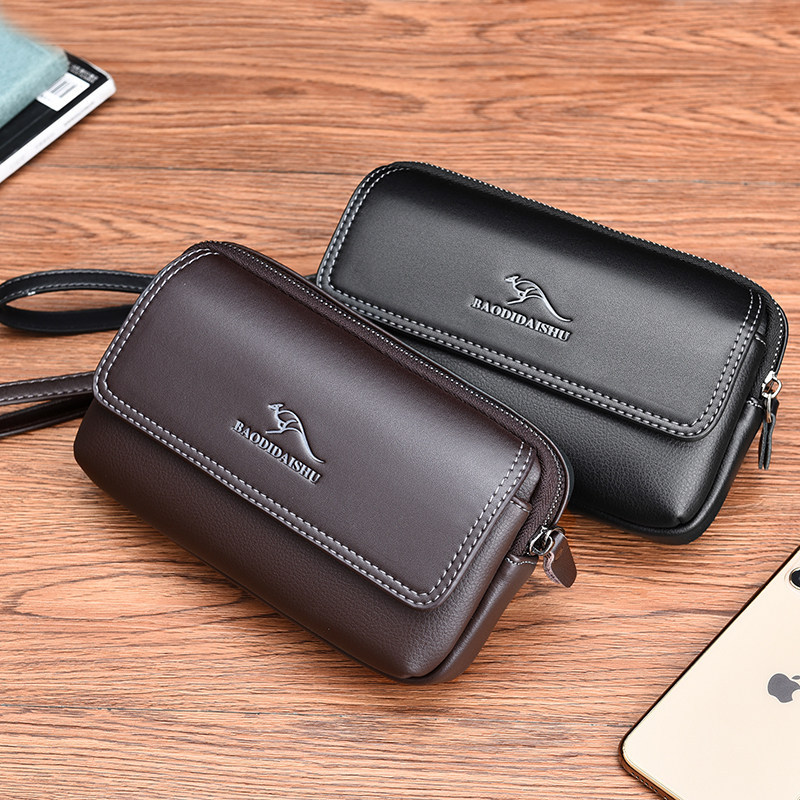 กระเป๋าผ้่ labella กระเป๋า Baodi Kangaroo กระเป๋าคาดเอวลําลองแนวนอนหนังแท้มัลติฟังก์ชั่น