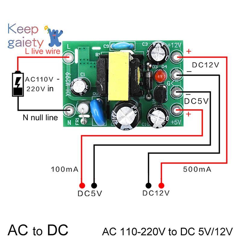 [Kpt-t] Mini AC-DC Converter AC110V 220V to DC 12V 0.2A+5V โมดูลบอร์ด [ใหม่]