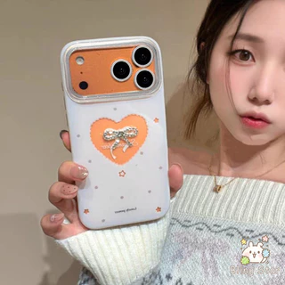เคสไอโฟน15 17 เคส สำหรับ IPhone 11 17 15 12 13 16 14 Pro Max X XS XR Max 7 6 6s 8 Plus เคสเพล์รสหัวใจโบว์ป้องกันสงกรานต์
