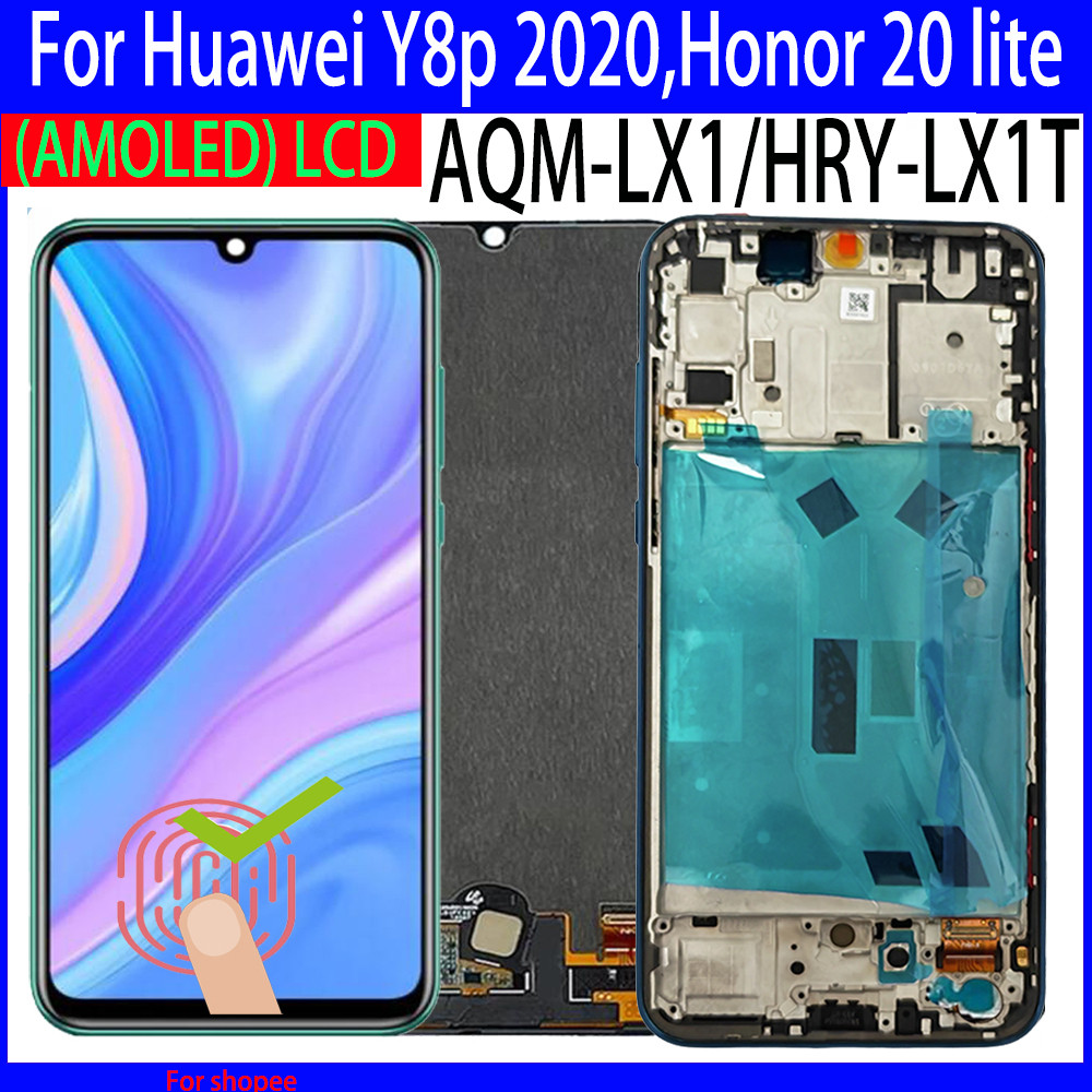 6.3 "AMOLED สําหรับ Huawei Y8p 2020 จอแสดงผล LCD กรอบหน้าจอสัมผัสสําหรับ Huawei Y8p LCD AQM-LX1 จอแส