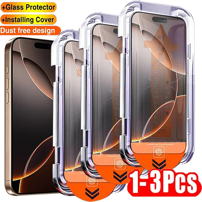1-3 ชิ้น 9H Full Cover Oil Coating กระจกนิรภัย iPhone 12 Mini 13 14 15 16 17 Pro Pro Max Plus