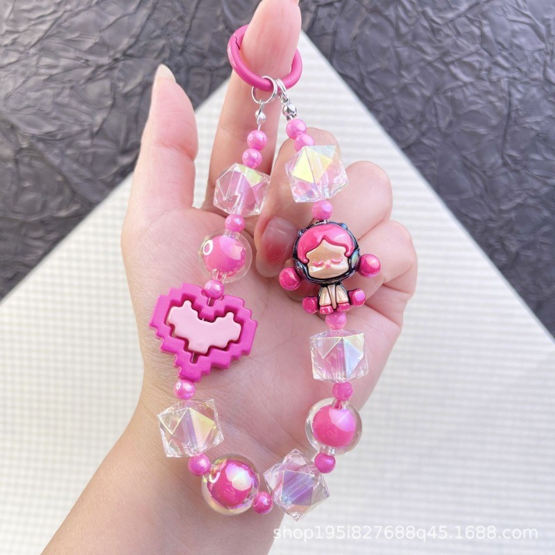 Viral Pixel Love Heart Dopamine กระเป๋าตุ๊กตาสาวน่ารัก Charm จี้ลูกปัดโทรศัพท์โซ่แขวนเครื่องประดับ