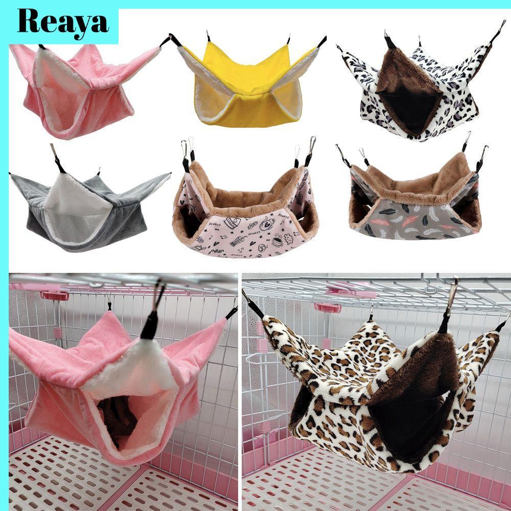 REAYA ถุงนอนสัตว์เล็กนุ่มสบายฤดูหนาวกระต่ายกระรอกบ้านกรงอบอุ่น ปกรณ์สัตว์เลี้ยงแฮมสเตอร์เปลญวน 20*20 ซม/34*34 ซม