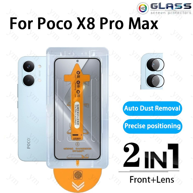 2 in 1 Poco X8 Pro Max HD อัพเกรดใหม่ฝุ่นฟรี One-คลิกกระจกนิรภัยป้องกันหน้าจอสําหรับ Poco C85 C75 C7