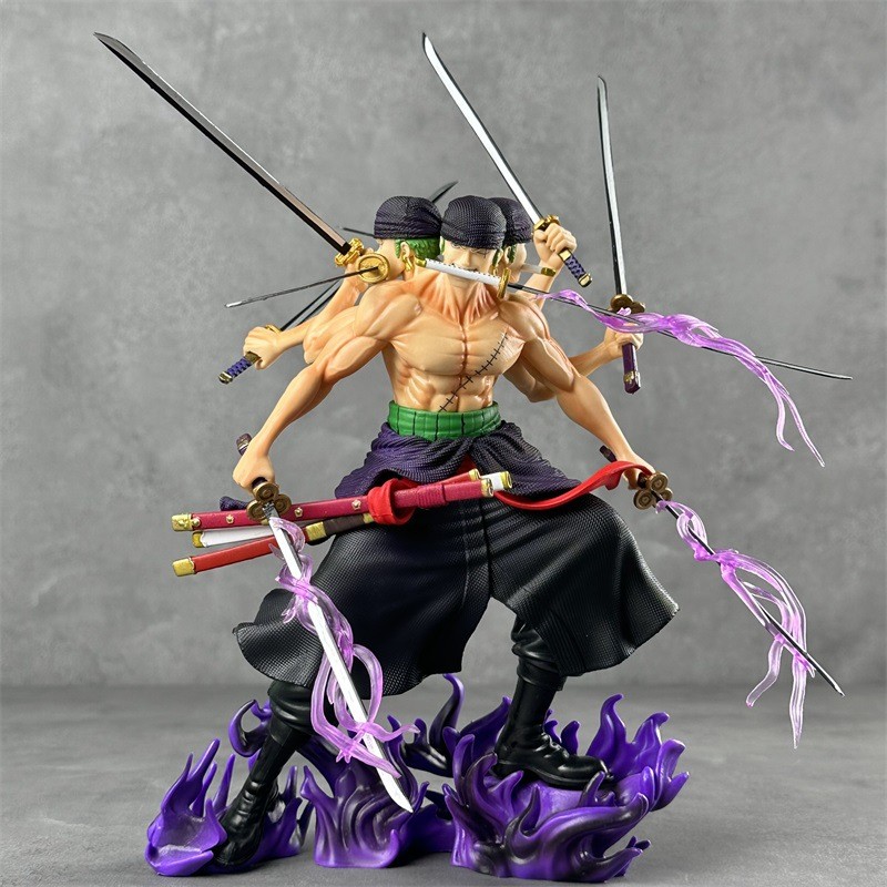 One Piece Fighting Nine Swords Flow Zoro Asura สามหัวหกแขน Yan Mo Zoro อะนิเมะรูปเครื่องประดับ