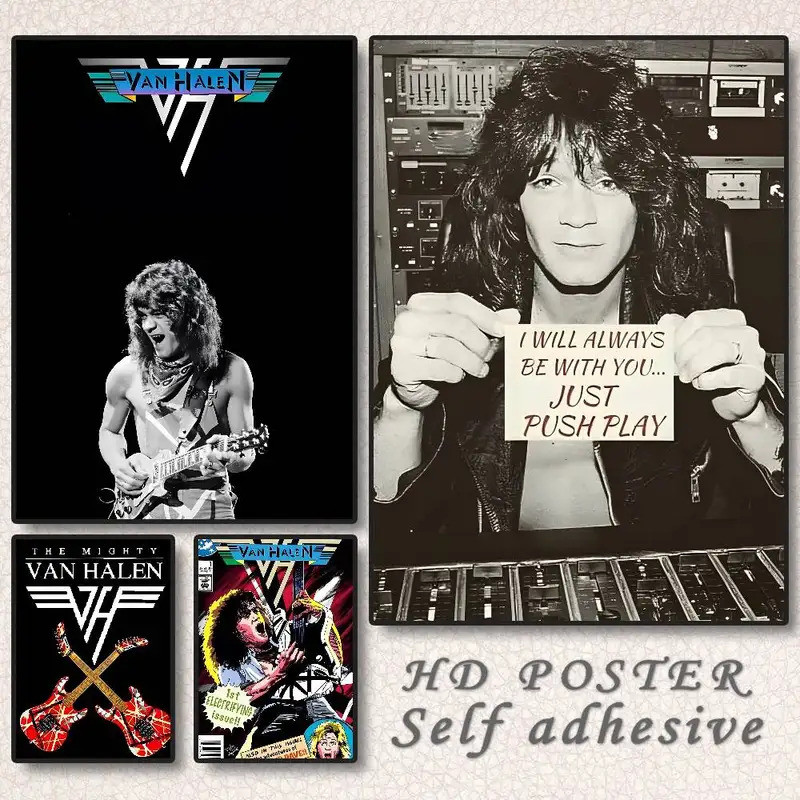 Eddie Van Halen โปสเตอร์ Self-กาวศิลปะกระดาษกันน้ําสติกเกอร์กาแฟ House Bar หอพักตกแต่งผนัง