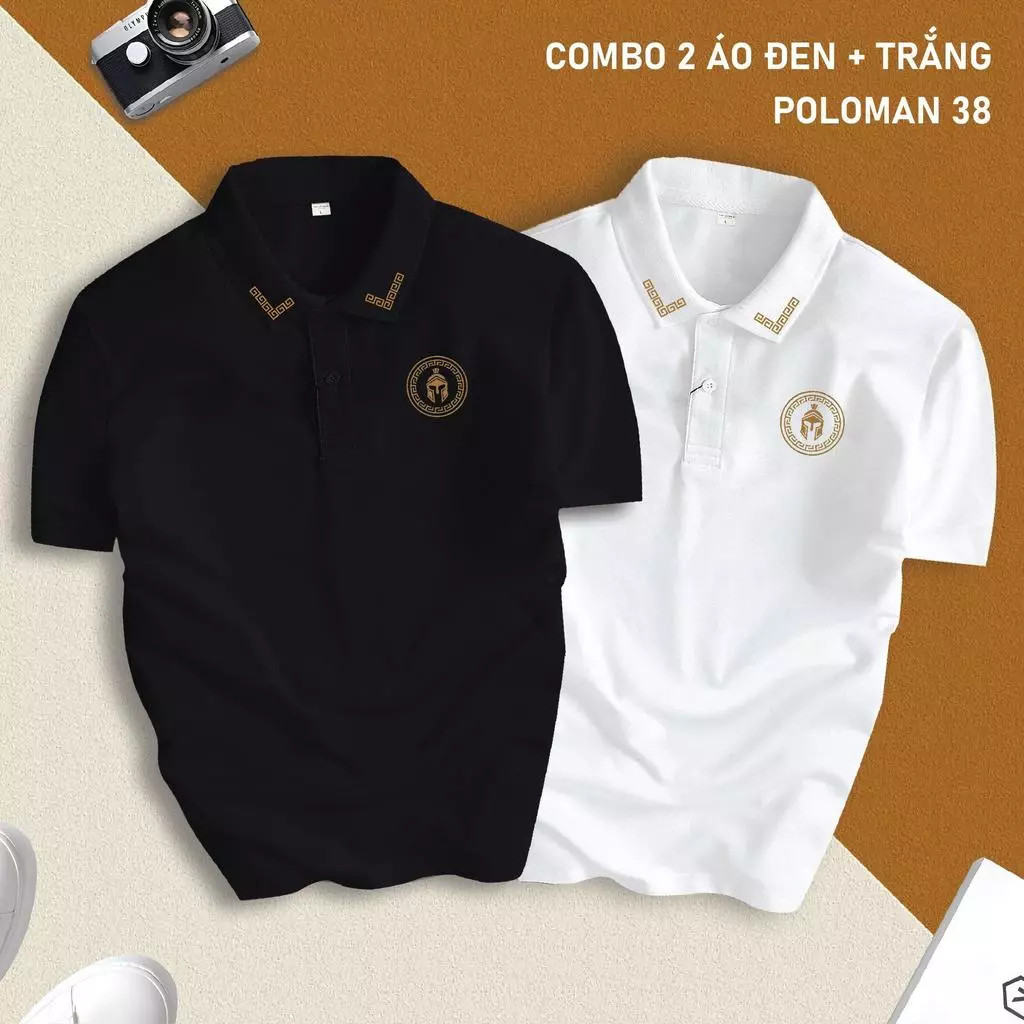 Combo 2 เสื้อโปโล PLM 38 ผ้าจระเข้ 4 ทิศทางที่สวยงามมาก Regular-fit Unisex Active Men Cool Menswear 