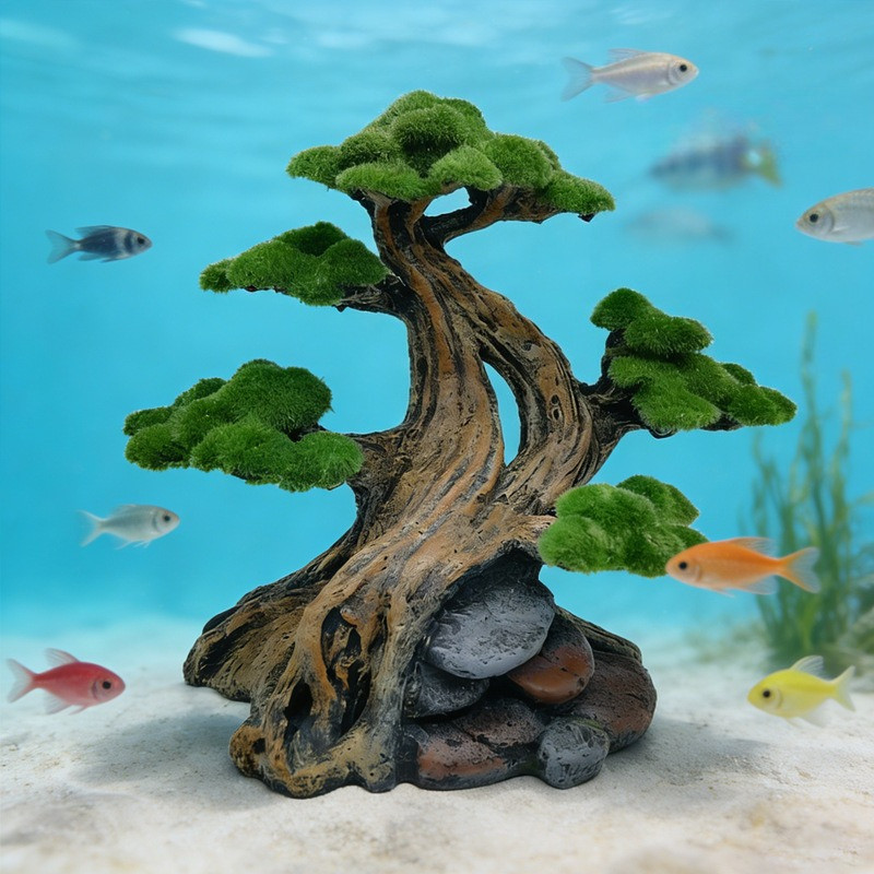 Aquarium Moss Tree Decor ประดิษฐ์ Terrarium ภูมิทัศน์ Hiding Cave สําหรับเครื่องประดับถังปลา Aquascaping อุปกรณ์เสริม
